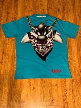 VTG Y2K LOT 29 Looney Tunes Gangster Sylvester Bandana Bandit Cartoon Tee 2XL
